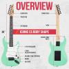 imageLyxPro CS 36 Left Hand Electric Guitar Kit for Beginner Intermediate ampamp Pro Players with Guitar Amp Cable 6 Picks ampamp Learners Guide Solid Wood Body VolumeTone Controls 5Way Pickup  BlueGreen