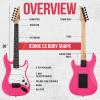 imageLyxPro CS 36 Left Hand Electric Guitar Kit for Beginner Intermediate ampamp Pro Players with Guitar Amp Cable 6 Picks ampamp Learners Guide Solid Wood Body VolumeTone Controls 5Way Pickup  BluePink