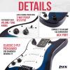 imageLyxPro CS 36 Left Hand Electric Guitar Kit for Beginner Intermediate ampamp Pro Players with Guitar Amp Cable 6 Picks ampamp Learners Guide Solid Wood Body VolumeTone Controls 5Way Pickup  BlueBlue