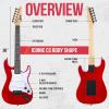 imageLyxPro CS 36 Left Hand Electric Guitar Kit for Beginner Intermediate ampamp Pro Players with Guitar Amp Cable 6 Picks ampamp Learners Guide Solid Wood Body VolumeTone Controls 5Way Pickup  BlueRed
