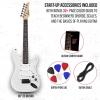 imageLyxPro CS 36 Left Hand Electric Guitar Kit for Beginner Intermediate ampamp Pro Players with Guitar Amp Cable 6 Picks ampamp Learners Guide Solid Wood Body VolumeTone Controls 5Way Pickup  BlueWhite