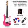 imageLyxPro CS 36 Left Hand Electric Guitar Kit for Beginner Intermediate ampamp Pro Players with Guitar Amp Cable 6 Picks ampamp Learners Guide Solid Wood Body VolumeTone Controls 5Way Pickup  BluePink