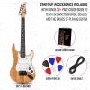 imageLyxPro CS 36 Left Hand Electric Guitar Kit for Beginner Intermediate ampamp Pro Players with Guitar Amp Cable 6 Picks ampamp Learners Guide Solid Wood Body VolumeTone Controls 5Way Pickup  BlueNatural
