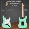 imageLyxPro CS 39 Left Hand Electric Guitar Kit for Beginner Intermediate ampamp Pro Players with Guitar Amp Cable 6 Picks ampamp Learners Guide Solid Wood Body VolumeTone Controls 5Way Pickup  WhiteGreen