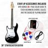 imageLyxPro CS 39 Left Hand Electric Guitar Kit for Beginner Intermediate ampamp Pro Players with Guitar Amp Cable 6 Picks ampamp Learners Guide Solid Wood Body VolumeTone Controls 5Way Pickup  WhiteBlack