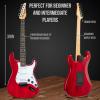 imageLyxPro CS 39 Left Hand Electric Guitar Kit for Beginner Intermediate ampamp Pro Players with Guitar Amp Cable 6 Picks ampamp Learners Guide Solid Wood Body VolumeTone Controls 5Way Pickup  WhiteRed