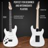 imageLyxPro CS 39 Left Hand Electric Guitar Kit for Beginner Intermediate ampamp Pro Players with Guitar Amp Cable 6 Picks ampamp Learners Guide Solid Wood Body VolumeTone Controls 5Way Pickup  WhiteWhite