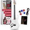 imageLyxPro CS 39 Left Hand Electric Guitar Kit for Beginner Intermediate ampamp Pro Players with Guitar Amp Cable 6 Picks ampamp Learners Guide Solid Wood Body VolumeTone Controls 5Way Pickup  WhiteWhite