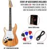 imageLyxPro CS 39 Left Hand Electric Guitar Kit for Beginner Intermediate ampamp Pro Players with Guitar Amp Cable 6 Picks ampamp Learners Guide Solid Wood Body VolumeTone Controls 5Way Pickup  WhiteNatural