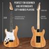 imageLyxPro CS 39 Left Hand Electric Guitar Kit for Beginner Intermediate ampamp Pro Players with Guitar Amp Cable 6 Picks ampamp Learners Guide Solid Wood Body VolumeTone Controls 5Way Pickup  WhiteNatural