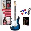 imageLyxPro CS 39 Left Hand Electric Guitar Kit for Beginner Intermediate ampamp Pro Players with Guitar Amp Cable 6 Picks ampamp Learners Guide Solid Wood Body VolumeTone Controls 5Way Pickup  WhiteBlue