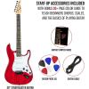 imageLyxPro CS 39 Left Hand Electric Guitar Kit for Beginner Intermediate ampamp Pro Players with Guitar Amp Cable 6 Picks ampamp Learners Guide Solid Wood Body VolumeTone Controls 5Way Pickup  WhiteRed