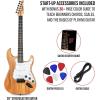 imageLyxPro CS 39 Left Hand Electric Guitar Kit for Beginner Intermediate ampamp Pro Players with Guitar Amp Cable 6 Picks ampamp Learners Guide Solid Wood Body VolumeTone Controls 5Way Pickup  WhiteNatural