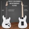 imageLyxPro CS 39 Left Hand Electric Guitar Kit for Beginner Intermediate ampamp Pro Players with Guitar Amp Cable 6 Picks ampamp Learners Guide Solid Wood Body VolumeTone Controls 5Way Pickup  WhiteWhite