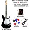 imageLyxPro CS 39 Left Hand Electric Guitar Kit for Beginner Intermediate ampamp Pro Players with Guitar Amp Cable 6 Picks ampamp Learners Guide Solid Wood Body VolumeTone Controls 5Way Pickup  WhiteBlack