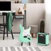 imageLyxPro CS 39 Left Hand Electric Guitar Kit for Beginner Intermediate ampamp Pro Players with Guitar Amp Cable 6 Picks ampamp Learners Guide Solid Wood Body VolumeTone Controls 5Way Pickup  WhiteGreen