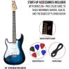 imageLyxPro CS 39 Left Hand Electric Guitar Kit for Beginner Intermediate ampamp Pro Players with Guitar Amp Cable 6 Picks ampamp Learners Guide Solid Wood Body VolumeTone Controls 5Way Pickup  WhiteBlue