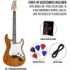 imageLyxPro CS 39 Left Hand Electric Guitar Kit for Beginner Intermediate ampamp Pro Players with Guitar Amp Cable 6 Picks ampamp Learners Guide Solid Wood Body VolumeTone Controls 5Way Pickup  WhiteMahogany