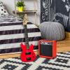 imageLyxPro Left Hand 30 Inch Electric Guitar Kit for Lefty Kids 34 Size Beginners Guitar Amp Six Strings Two Picks Shoulder Strap Digital Clip On Tuner Guitar Cable and Soft Case Gig Bag  RedRed
