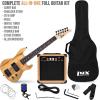 imageLyxPro Left Hand 30 Inch Electric Guitar Kit for Lefty Kids 34 Size Beginners Guitar Amp Six Strings Two Picks Shoulder Strap Digital Clip On Tuner Guitar Cable and Soft Case Gig Bag  RedNatural