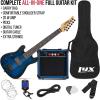 imageLyxPro Left Hand 30 Inch Electric Guitar Kit for Lefty Kids 34 Size Beginners Guitar Amp Six Strings Two Picks Shoulder Strap Digital Clip On Tuner Guitar Cable and Soft Case Gig Bag  RedBlue