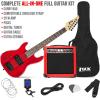 imageLyxPro Left Hand 30 Inch Electric Guitar Kit for Lefty Kids 34 Size Beginners Guitar Amp Six Strings Two Picks Shoulder Strap Digital Clip On Tuner Guitar Cable and Soft Case Gig Bag  RedRed