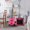 imageLyxPro Left Hand 30 Inch Electric Guitar Kit for Lefty Kids 34 Size Beginners Guitar Amp Six Strings Two Picks Shoulder Strap Digital Clip On Tuner Guitar Cable and Soft Case Gig Bag  RedPink