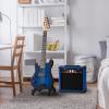 imageLyxPro Left Hand 30 Inch Electric Guitar Kit for Lefty Kids 34 Size Beginners Guitar Amp Six Strings Two Picks Shoulder Strap Digital Clip On Tuner Guitar Cable and Soft Case Gig Bag  RedBlue