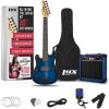 imageLyxPro Left Hand 30 Inch Electric Guitar Kit for Lefty Kids 34 Size Beginners Guitar Amp Six Strings Two Picks Shoulder Strap Digital Clip On Tuner Guitar Cable and Soft Case Gig Bag  RedBlue