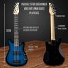 imageLyxPro Left Hand 30 Inch Electric Guitar Kit for Lefty Kids 34 Size Beginners Guitar Amp Six Strings Two Picks Shoulder Strap Digital Clip On Tuner Guitar Cable and Soft Case Gig Bag  RedBlue