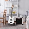 imageLyxPro Left Hand 30 Inch Electric Guitar Kit for Lefty Kids 34 Size Beginners Guitar Amp Six Strings Two Picks Shoulder Strap Digital Clip On Tuner Guitar Cable and Soft Case Gig Bag  RedWhite