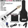 imageLyxPro Left Hand 30 Inch Electric Guitar Kit for Lefty Kids 34 Size Beginners Guitar Amp Six Strings Two Picks Shoulder Strap Digital Clip On Tuner Guitar Cable and Soft Case Gig Bag  RedWhite