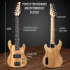 imageLyxPro Left Hand 30 Inch Electric Guitar Kit for Lefty Kids 34 Size Beginners Guitar Amp Six Strings Two Picks Shoulder Strap Digital Clip On Tuner Guitar Cable and Soft Case Gig Bag  RedNatural