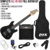 imageLyxPro Left Hand 30 Inch Electric Guitar Kit for Lefty Kids 34 Size Beginners Guitar Amp Six Strings Two Picks Shoulder Strap Digital Clip On Tuner Guitar Cable and Soft Case Gig Bag  RedBlack
