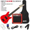 imageLyxPro Left Hand 30 Inch Electric Guitar Kit for Lefty Kids 34 Size Beginners Guitar Amp Six Strings Two Picks Shoulder Strap Digital Clip On Tuner Guitar Cable and Soft Case Gig Bag  RedRed