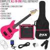 imageLyxPro Left Hand 30 Inch Electric Guitar Kit for Lefty Kids 34 Size Beginners Guitar Amp Six Strings Two Picks Shoulder Strap Digital Clip On Tuner Guitar Cable and Soft Case Gig Bag  RedPink