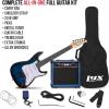 imageLyxPro Left Hand 36 Inch Electric Guitar and Kit for Lefty Kids with 34 Size Beginners Guitar Amp Six Strings Two Picks Shoulder Strap Digital Clip On Tuner Cable and Soft Case Gig Bag  BlueBlue