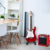 imageLyxPro Left Hand 36 Inch Electric Guitar and Kit for Lefty Kids with 34 Size Beginners Guitar Amp Six Strings Two Picks Shoulder Strap Digital Clip On Tuner Cable and Soft Case Gig Bag  BlueRed