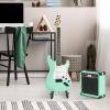 imageLyxPro Left Hand 36 Inch Electric Guitar and Kit for Lefty Kids with 34 Size Beginners Guitar Amp Six Strings Two Picks Shoulder Strap Digital Clip On Tuner Cable and Soft Case Gig Bag  BlueGreen