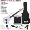 imageLyxPro Left Hand 36 Inch Electric Guitar and Kit for Lefty Kids with 34 Size Beginners Guitar Amp Six Strings Two Picks Shoulder Strap Digital Clip On Tuner Cable and Soft Case Gig Bag  BlueWhite