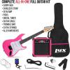 imageLyxPro Left Hand 36 Inch Electric Guitar and Kit for Lefty Kids with 34 Size Beginners Guitar Amp Six Strings Two Picks Shoulder Strap Digital Clip On Tuner Cable and Soft Case Gig Bag  BluePink
