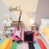 imageLyxPro Left Hand 36 Inch Electric Guitar and Kit for Lefty Kids with 34 Size Beginners Guitar Amp Six Strings Two Picks Shoulder Strap Digital Clip On Tuner Cable and Soft Case Gig Bag  BluePink