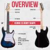 imageLyxPro Left Hand 36 Inch Electric Guitar and Kit for Lefty Kids with 34 Size Beginners Guitar Amp Six Strings Two Picks Shoulder Strap Digital Clip On Tuner Cable and Soft Case Gig Bag  BlueBlue