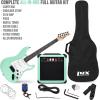 imageLyxPro Left Hand 36 Inch Electric Guitar and Kit for Lefty Kids with 34 Size Beginners Guitar Amp Six Strings Two Picks Shoulder Strap Digital Clip On Tuner Cable and Soft Case Gig Bag  BlueGreen