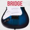 imageLyxPro Left Hand 36 Inch Electric Guitar and Kit for Lefty Kids with 34 Size Beginners Guitar Amp Six Strings Two Picks Shoulder Strap Digital Clip On Tuner Cable and Soft Case Gig Bag  BlueBlue
