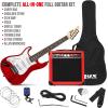 imageLyxPro Left Hand 36 Inch Electric Guitar and Kit for Lefty Kids with 34 Size Beginners Guitar Amp Six Strings Two Picks Shoulder Strap Digital Clip On Tuner Cable and Soft Case Gig Bag  BlueRed