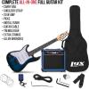 imageLyxPro Left Hand 36 Inch Electric Guitar and Kit for Lefty Kids with 34 Size Beginners Guitar Amp Six Strings Two Picks Shoulder Strap Digital Clip On Tuner Cable and Soft Case Gig Bag  BlueBlue