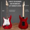 imageLyxPro Left Hand 36 Inch Electric Guitar and Kit for Lefty Kids with 34 Size Beginners Guitar Amp Six Strings Two Picks Shoulder Strap Digital Clip On Tuner Cable and Soft Case Gig Bag  BlueRed