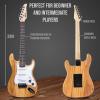 imageLyxPro Left Hand 36 Inch Electric Guitar and Kit for Lefty Kids with 34 Size Beginners Guitar Amp Six Strings Two Picks Shoulder Strap Digital Clip On Tuner Cable and Soft Case Gig Bag  BlueNatural