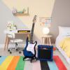 imageLyxPro Left Hand 36 Inch Electric Guitar and Kit for Lefty Kids with 34 Size Beginners Guitar Amp Six Strings Two Picks Shoulder Strap Digital Clip On Tuner Cable and Soft Case Gig Bag  BlueBlue